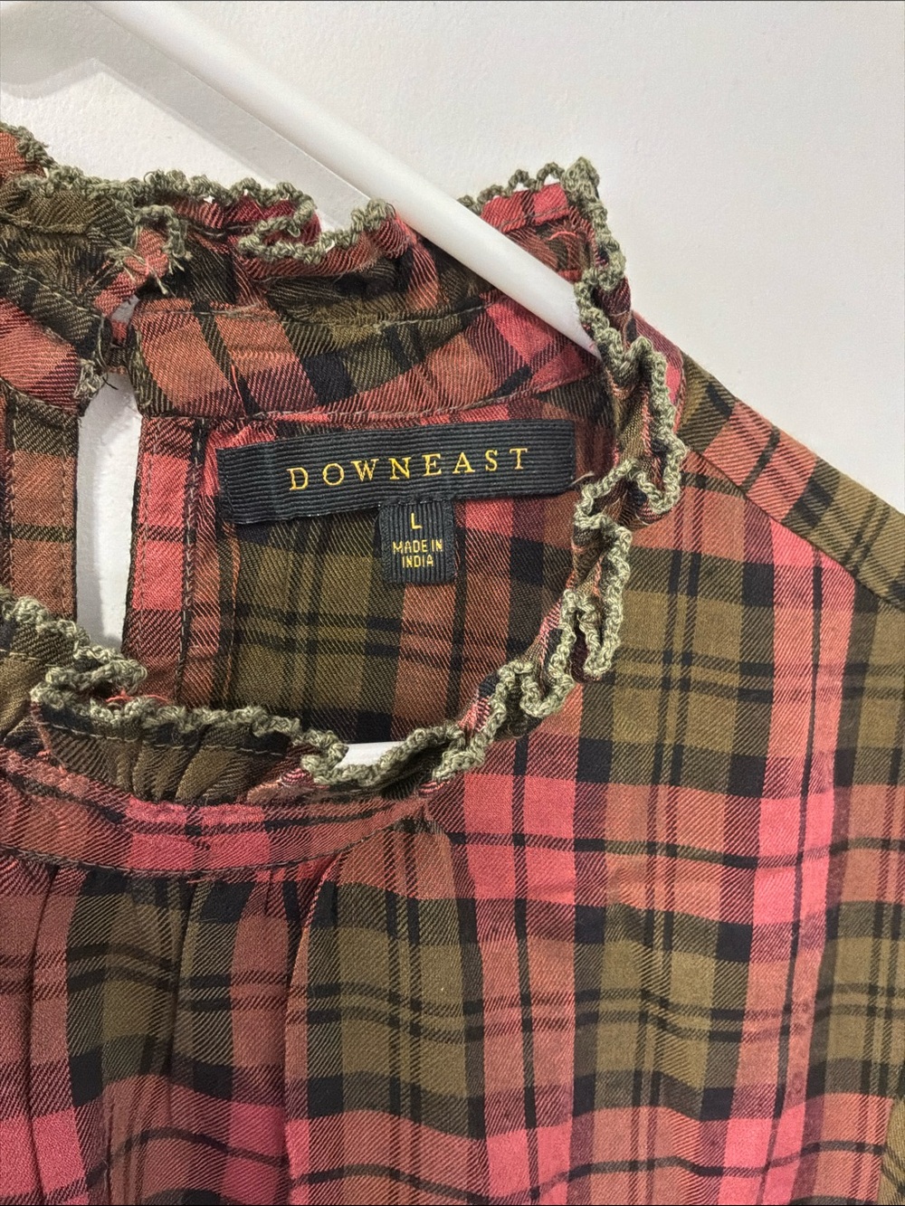 Downeast Olive and Pink Plaid Button-Down Shirt